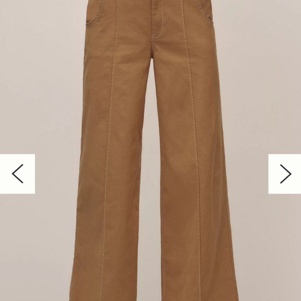 ✨ Anthro Maeve Contrast Stitch High-Rise Wide-Leg Pants - EUC - 4 - Orig $148 ✨ - Picture 4 of 9